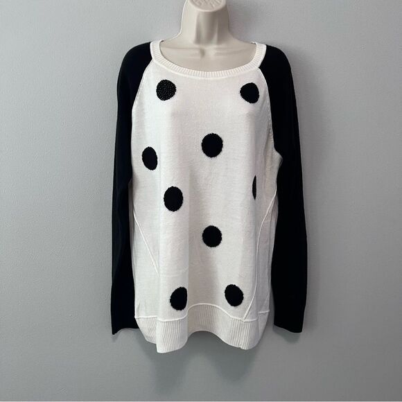 Apt. 9 Sweaters - Apt. 9 Large Polka Dot Long Sleeve Lightweight Sweater Size XL